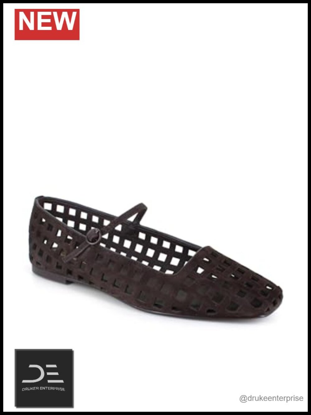 Suede Square Toe Mary Jane Flats with Buckle Strap